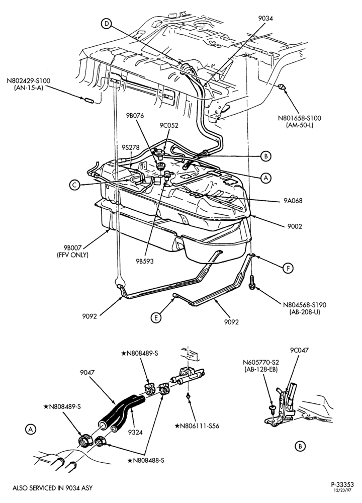 Схема 6 CYL. 3.0L - EXC. DOHC-Fuel system - tank installation - Page A