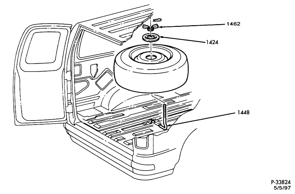 Схема SPARE WHEEL CARRIERS-Spare wheel stowage - Van - 8 cyl. 5.4L - NGV-E250/350