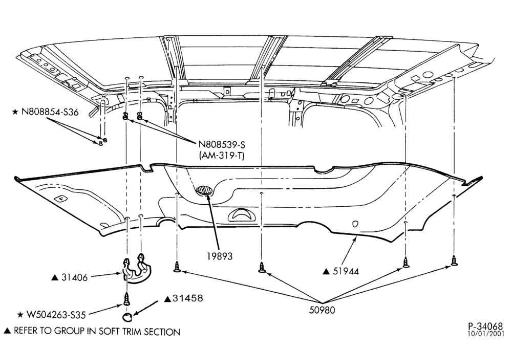 Схема SOFT, INTERIOR TRIM-Interior trim - roof trim panel-TW