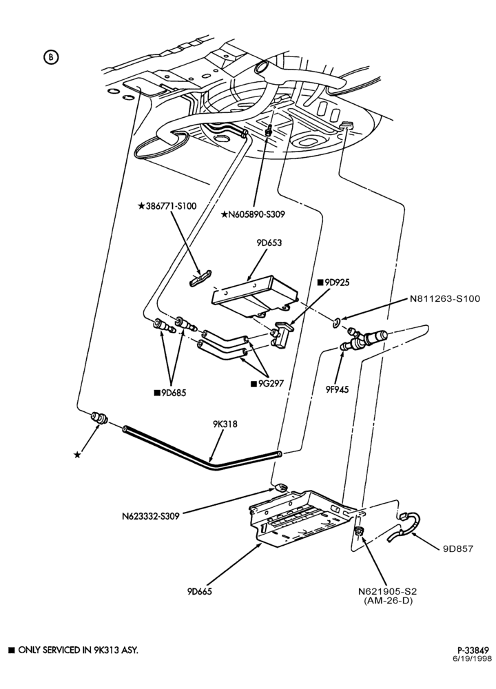Схема 8 CYL. 3.4L - SHO - E (TAURUS)-Fuel system - vapor canister - Page B