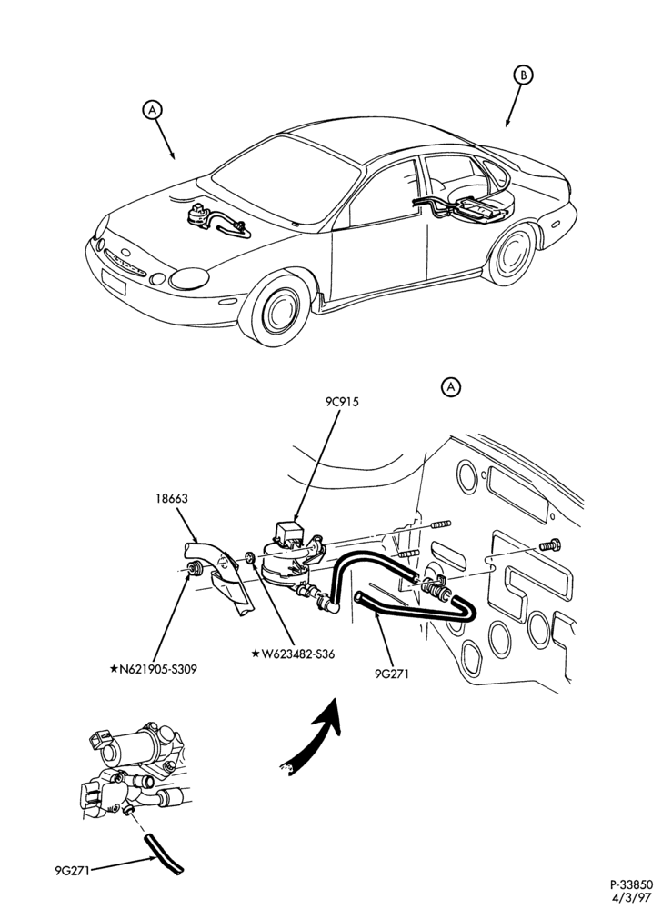 Схема 6 CYL. 3.0L - EXC. DOHC-Fuel-vapor canister-flex fuel-Page A