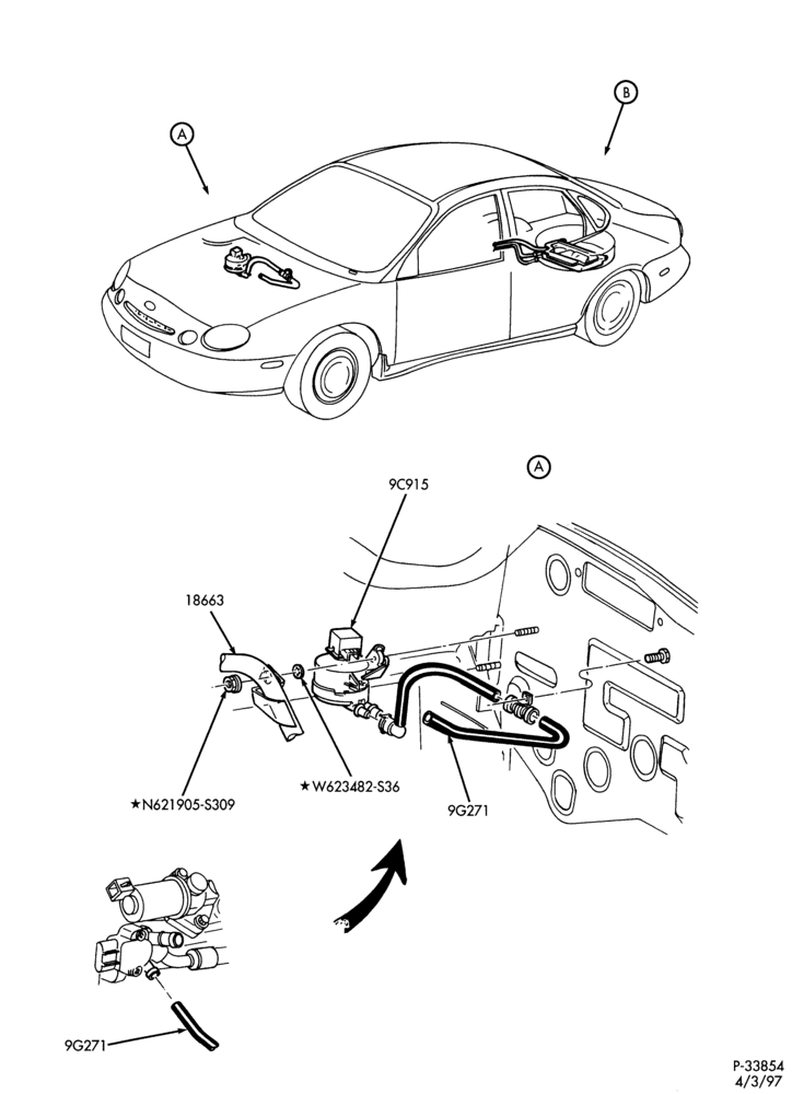 Схема 6 CYL. 3.0L - EXC. DOHC-Fuel - vapor canister - exc. flex fuel - Page A
