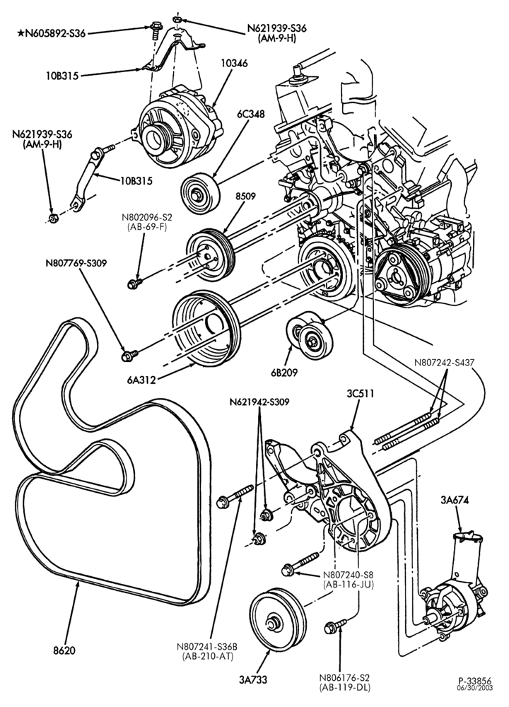 Схема Генератор, INSTRUMENT CLUSTER, BATTERY-Alternator installation - 6 cyl. 3.0L - exc. DOHC
