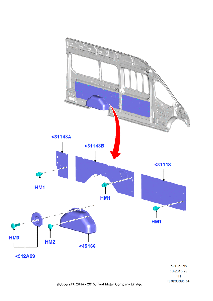 Схема Боковая отделка, Bus (M2), Bodyside Less Load Doors; 05.05.2014