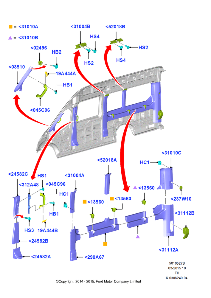 Схема Interior Cladding, Bus (M2), Crew Van, Bodyside With Load Doors; 05.05.2014
