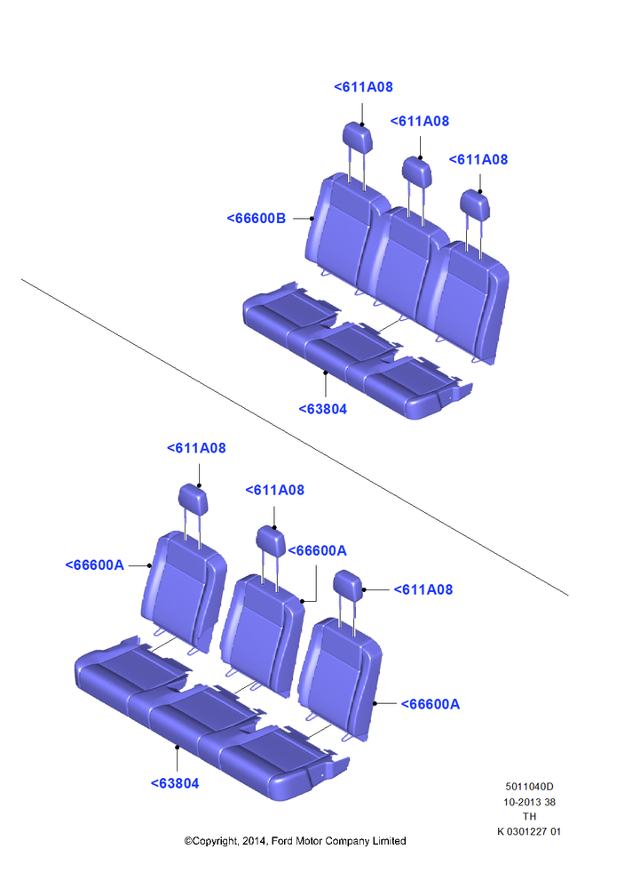 Схема Rear Seat Covers, Less 3rd Row Rear Seat, Less 4th Row Rear Seat, With 3rd Row Single/Double Seat, With 4th Row Bench Seat (3 Pass.), Third Row Triple Wide Seat; 05.05.2014