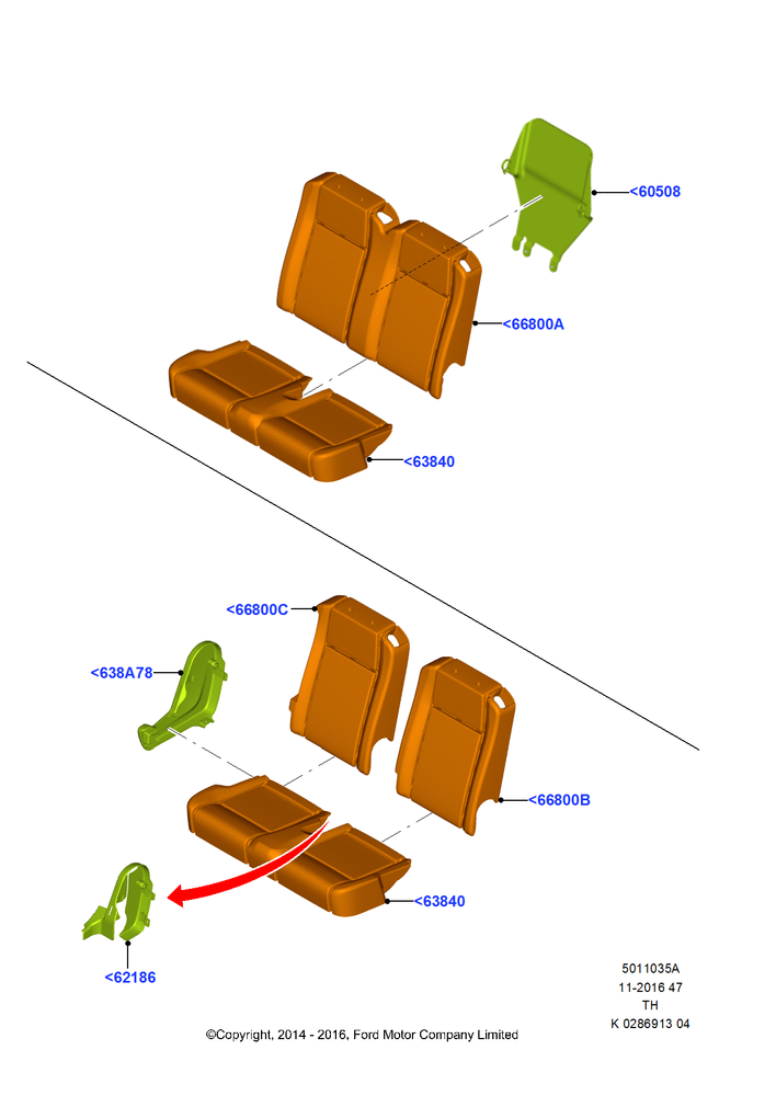 Схема Подушки и обогрев задних сидений, Second Row Dual Seat; 05.05.2014