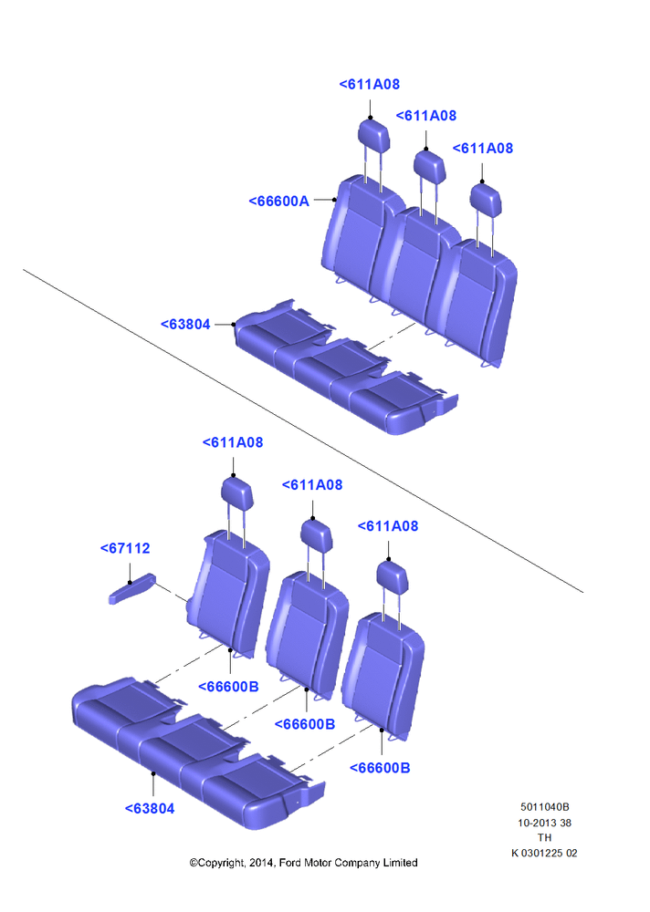 Схема Rear Seat Covers, With 2nd Row Narrow Triple Seat, With Second Row Triple Wide Seat; 05.05.2014