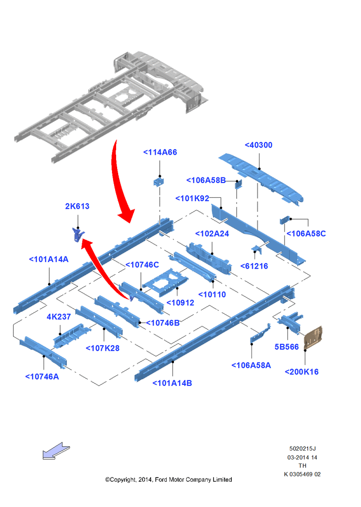 Схема Rear Chassis Members, All Long Series, Bus (M2); 05.05.2014