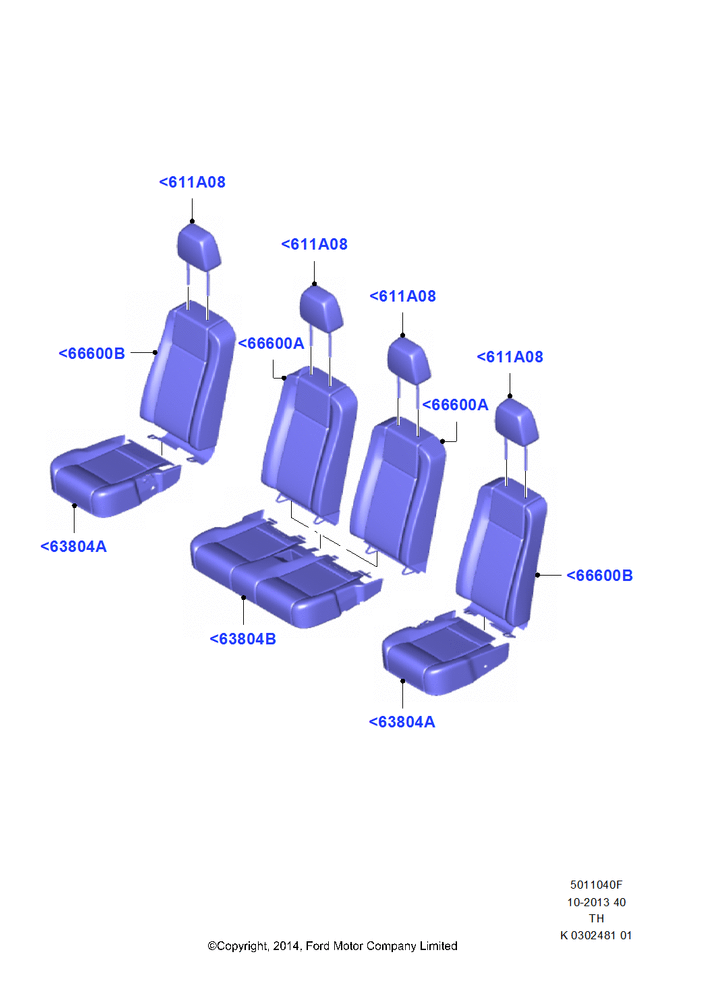 Схема Rear Seat Covers, With 5th Row Bench Seat; 05.05.2014