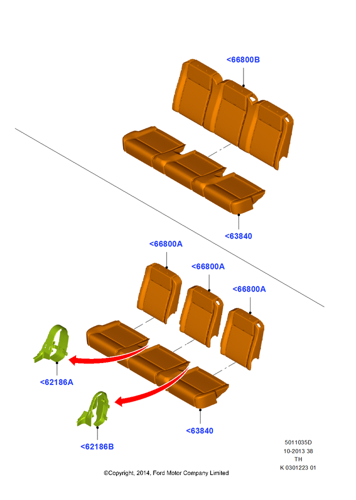 Схема Подушки и обогрев задних сидений, Less 3rd Row Rear Seat, Less 4th Row Rear Seat, With 4th Row Bench Seat (3 Pass.), Third Row Triple Wide Seat; 05.05.2014