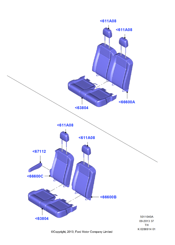Схема Rear Seat Covers, Second Row Dual Seat; 05.05.2014