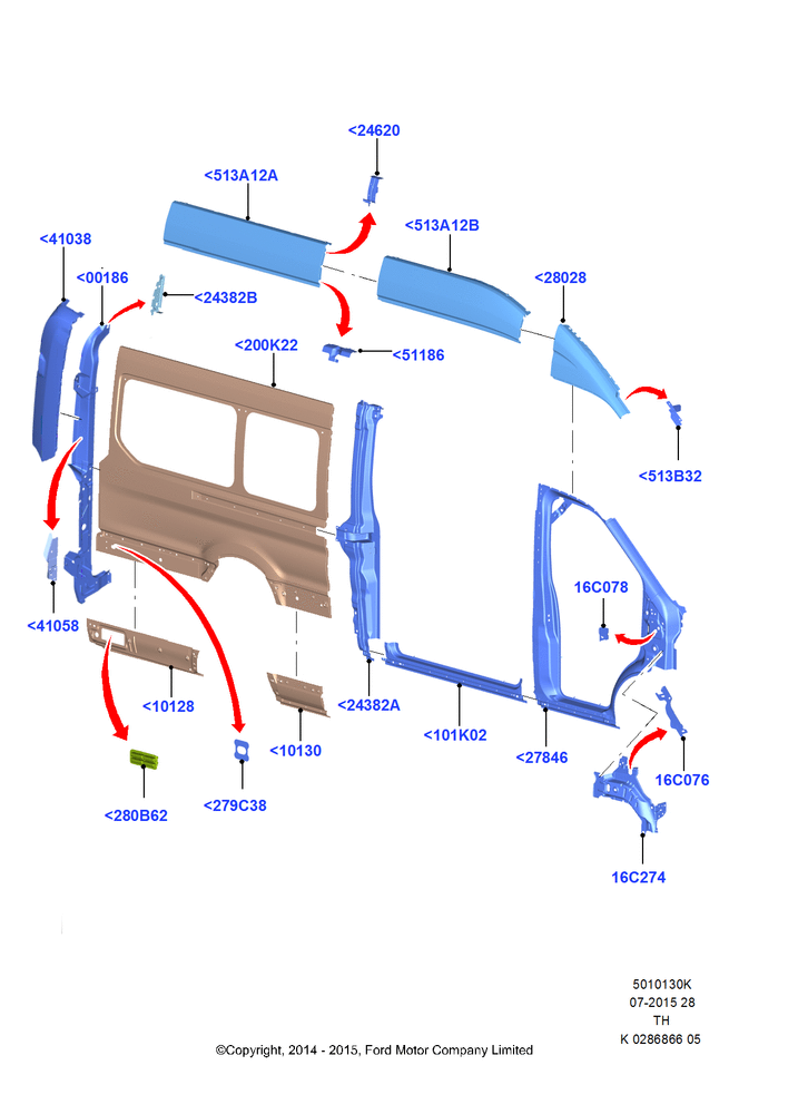 Схема Боковины наружные, Van/Bus, All Extended Frame Series, Bodyside With Load Doors; 21.04.2014