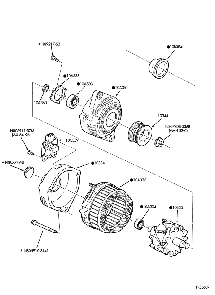 Схема Генератор, INSTRUMENT CLUSTER, BATTERY-Alternator - with internal regulator