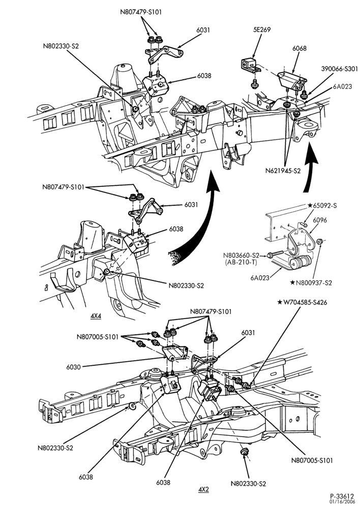 Схема 6 CYL. 3.0L - EXC. SOHC-Engine supports, insulators & related parts - front & rear-R