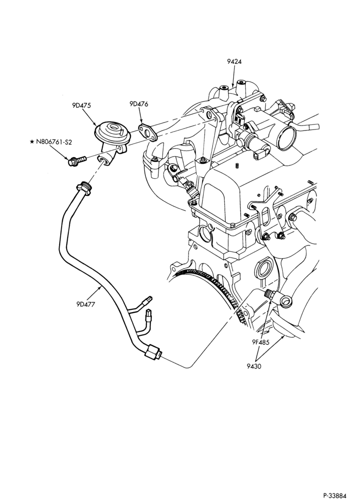 Схема 4 CYL. 2.5L - OHC-Emission system - exhaust gas recirculation (E.G.R.)