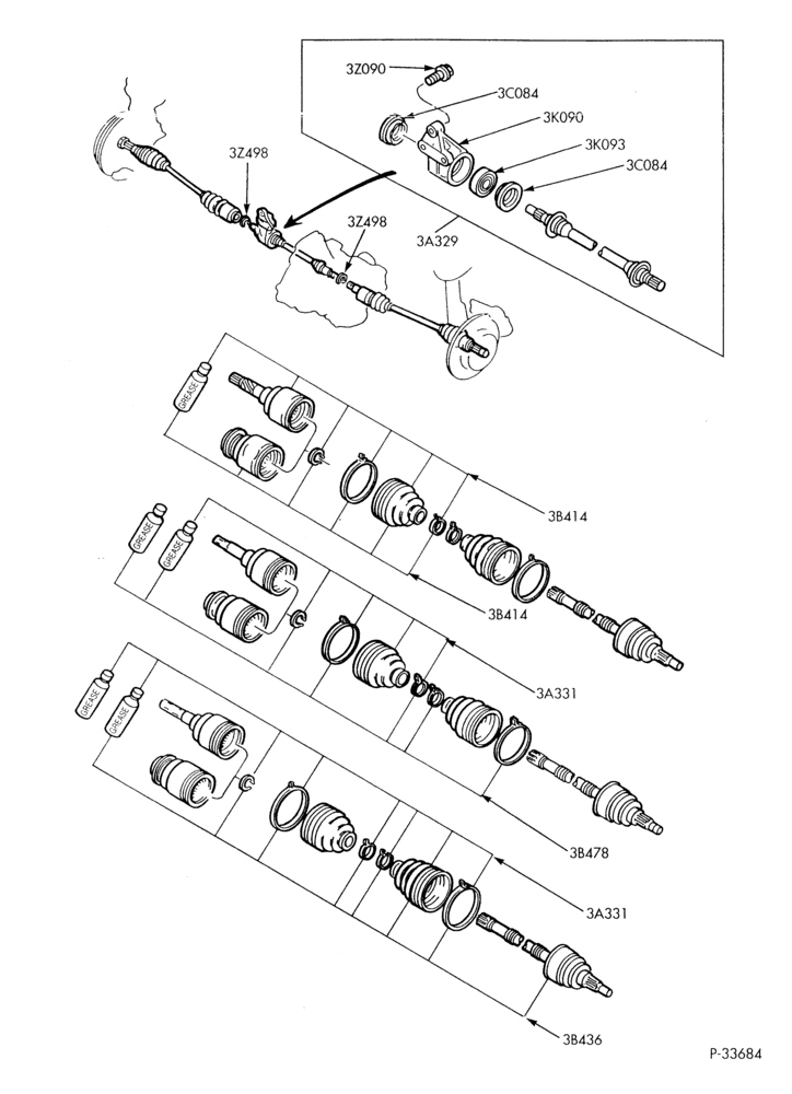 Схема FRONT SUSPENSION-Front wheel driveshaft & joint assembly - A/T - 4 cyl. 2.0L