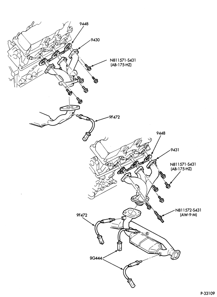 Схема 6 CYL. 3.0L - EXC. SOHC-Manifold & related parts - exhaust