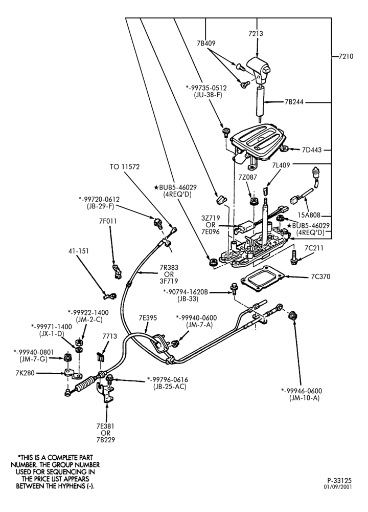 Схема F4E-III TYPE - EXTERNAL PARTS-Shift mechanism - floor or console mounted
