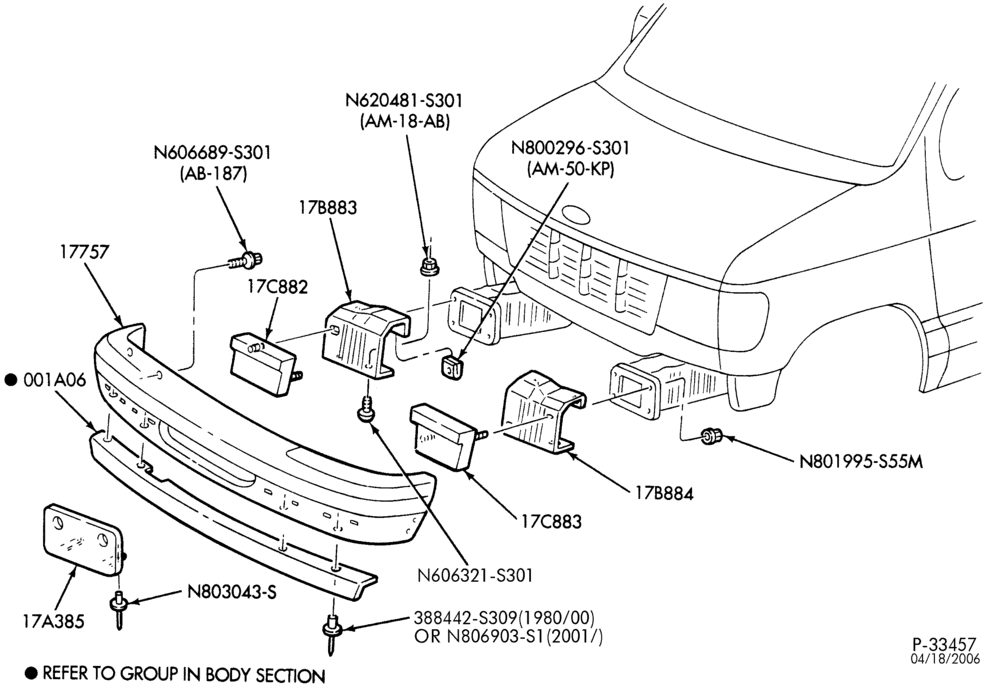 Схема BUMPERS-Front bumper parts - low series-E150/450