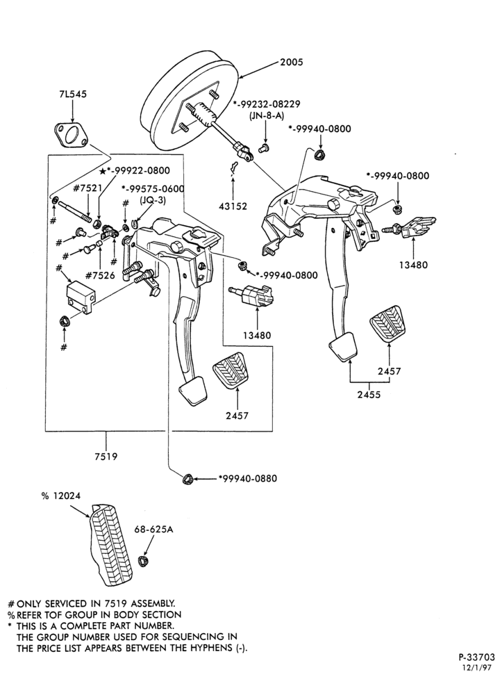 Схема EXTERNAL PARTS-Clutch & clutch pedal-All