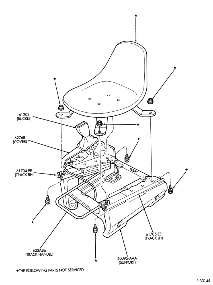 Схема SEATS AND SEAT BELTS-Front seat parts - passenger - with manual seat tracks - seat delete - RV Option-E150/350