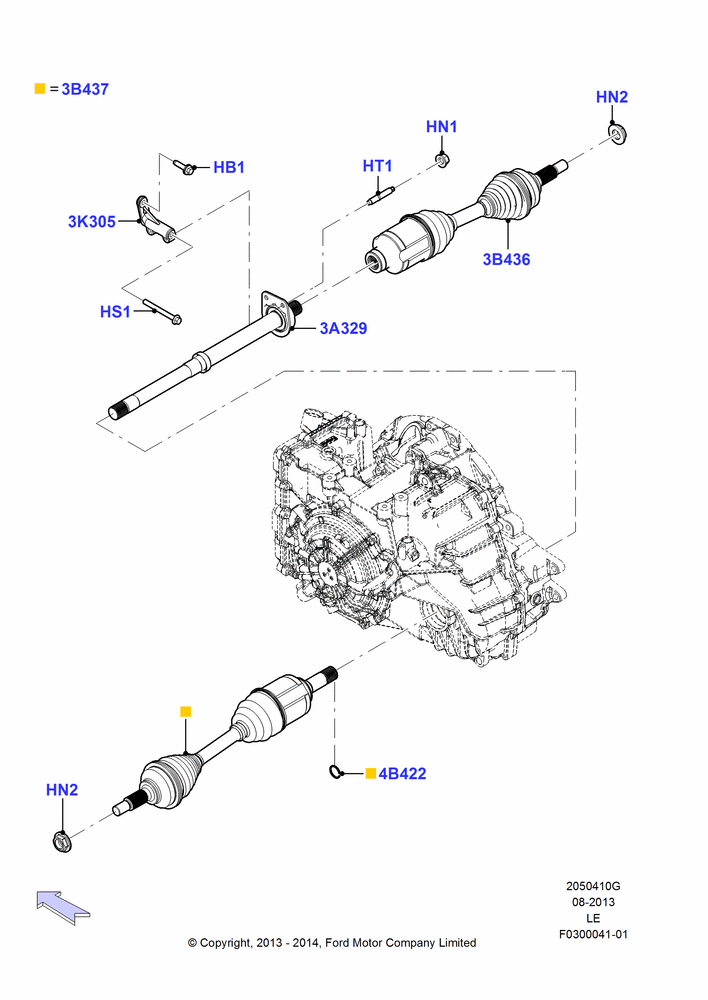 Схема Приводные валы переднего моста, 3.5L DOHC T/C V6 Gas; 03.11.2014