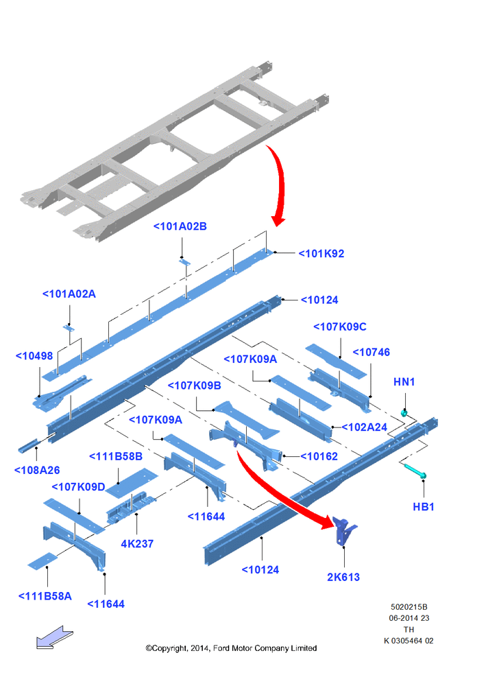 Схема Rear Chassis Members, All Cutaway/Strip Chas/Chas Cab, All Long Series; 05.05.2014