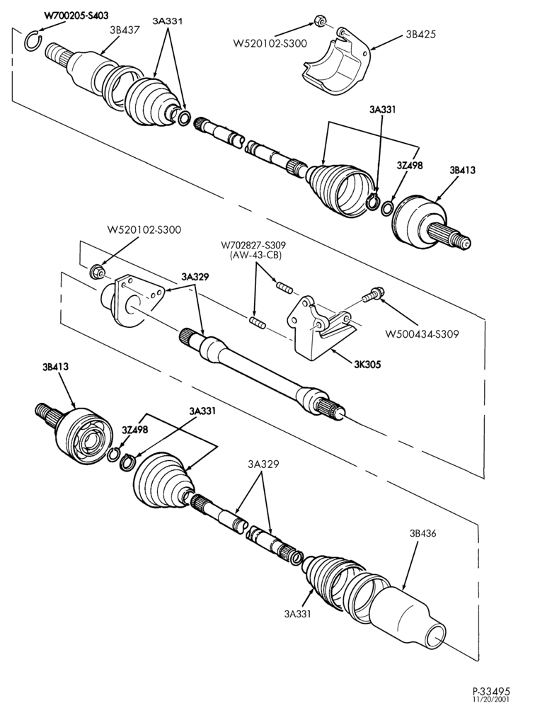 Схема FRONT SUSPENSION AND STEERING-Front driving axles - 4 cyl. 2.0L
