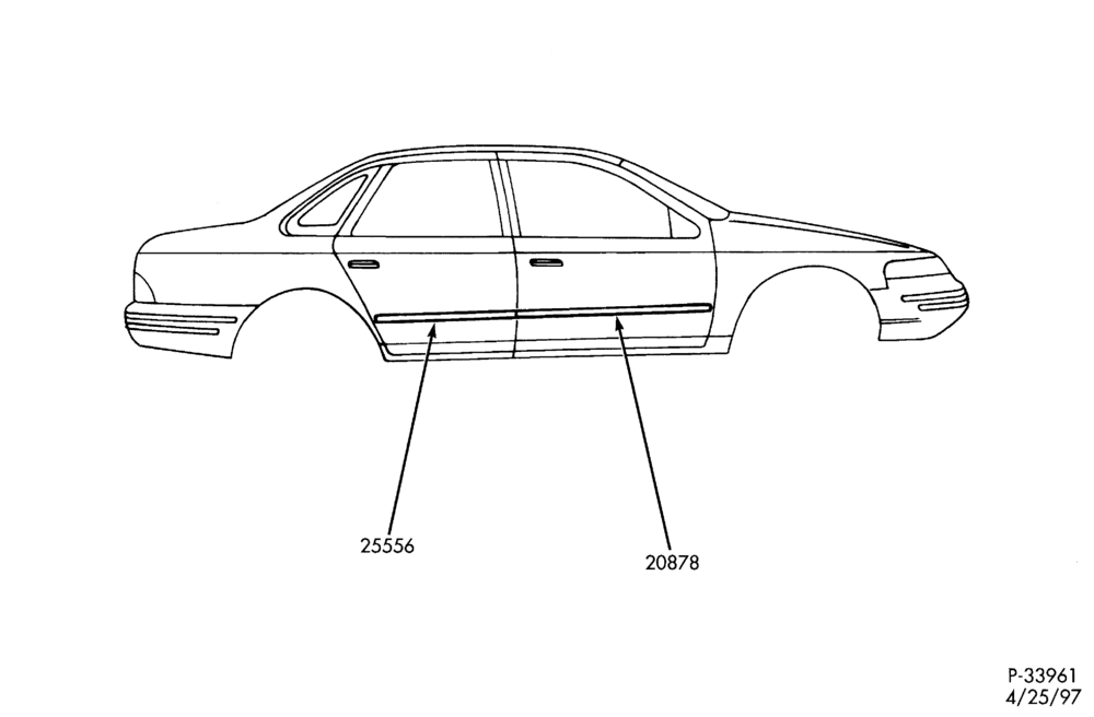 Схема FORD -- POLICE & FLEET - 2  1/2'' W/O BRIGHT INSERT BODY SIDE MOULDING