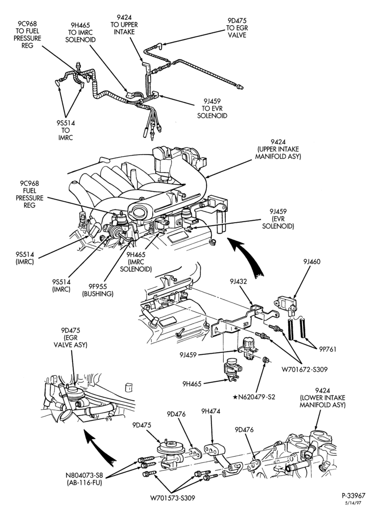 Схема 6 CYL. 4.2L - GAS-Emission system - exhaust gas recirculation (E.G.R.)