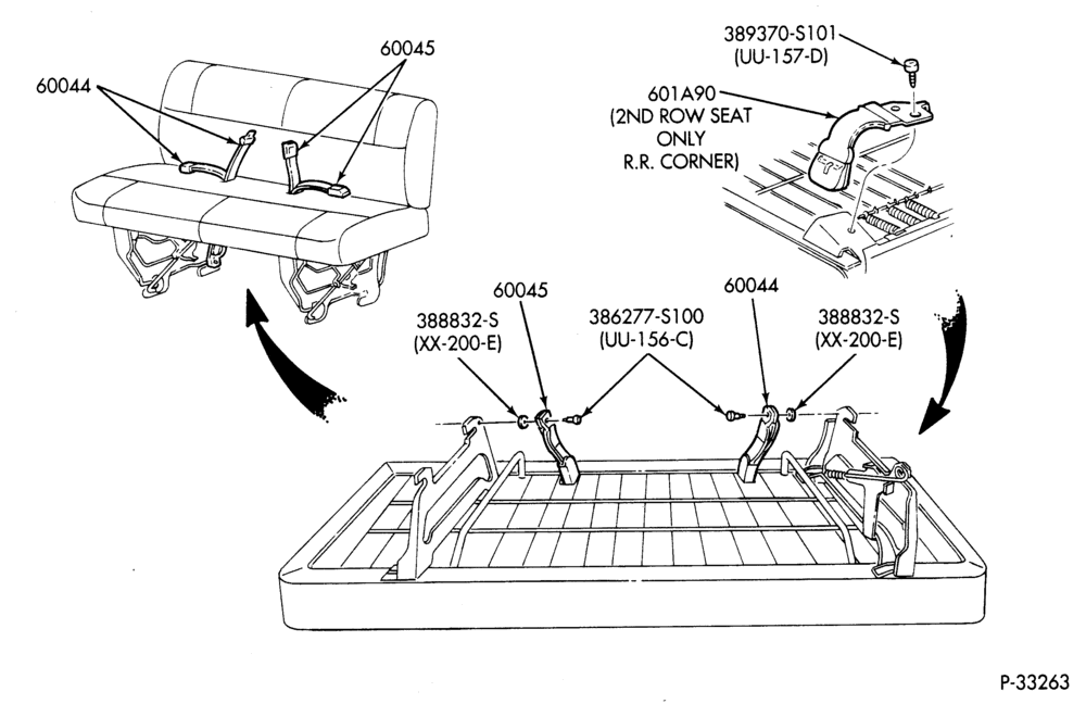 Схема SEATS AND SEAT BELTS-Seat belts - rear bench - 3 passenger-E150/450