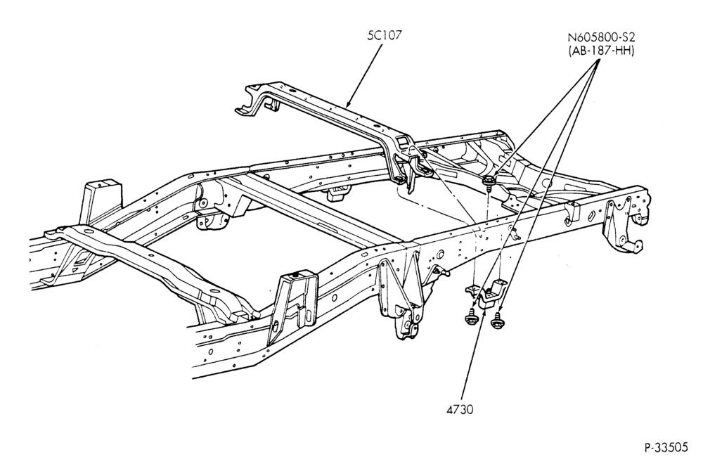 Схема SPRING, STABILIZERS, REAR SUSPENSION-Frame - crossmember reinforcement rear air suspension-F250