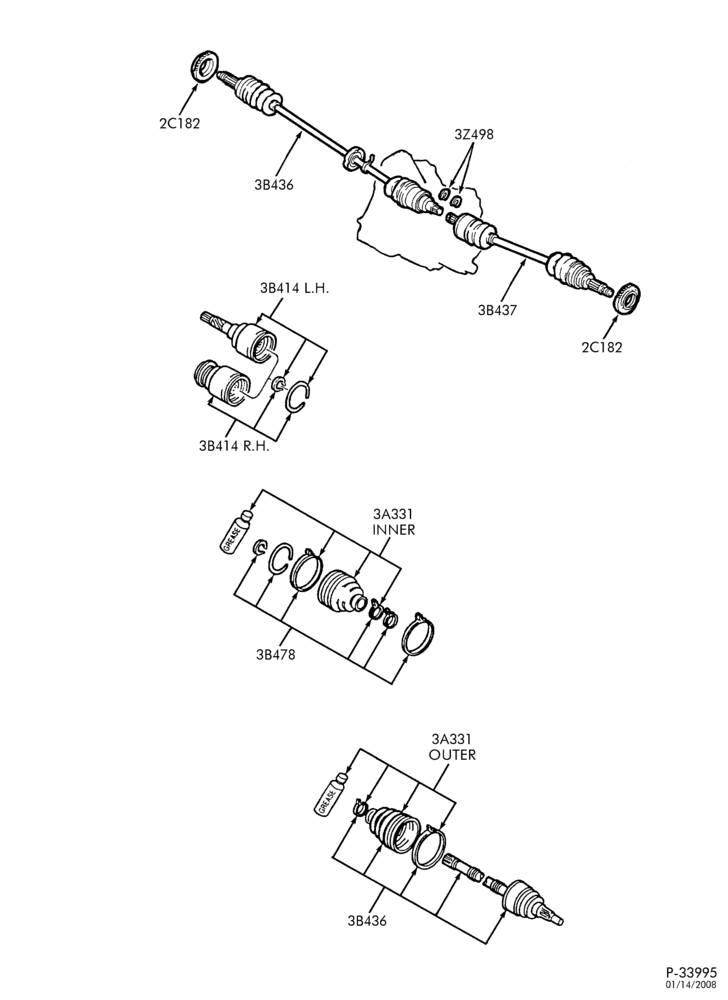 Схема FRONT SUSPENSION-Front driveshaft - A/T - B/T 63