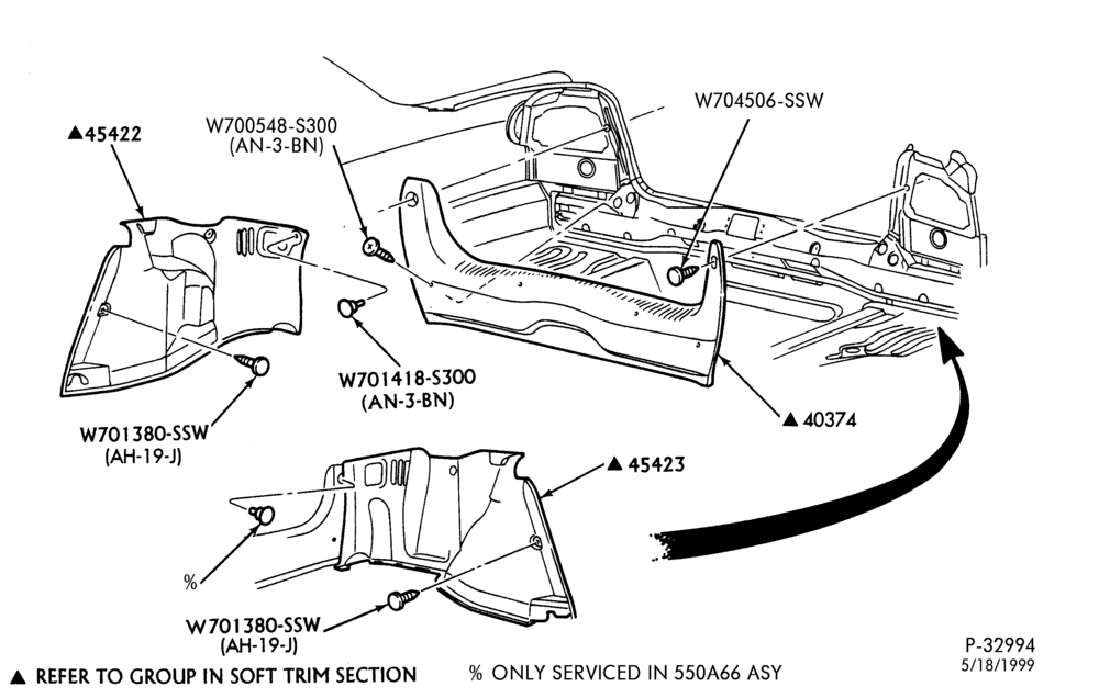 Схема SOFT, INTERIOR TRIM-Luggage compartment trim - Contour