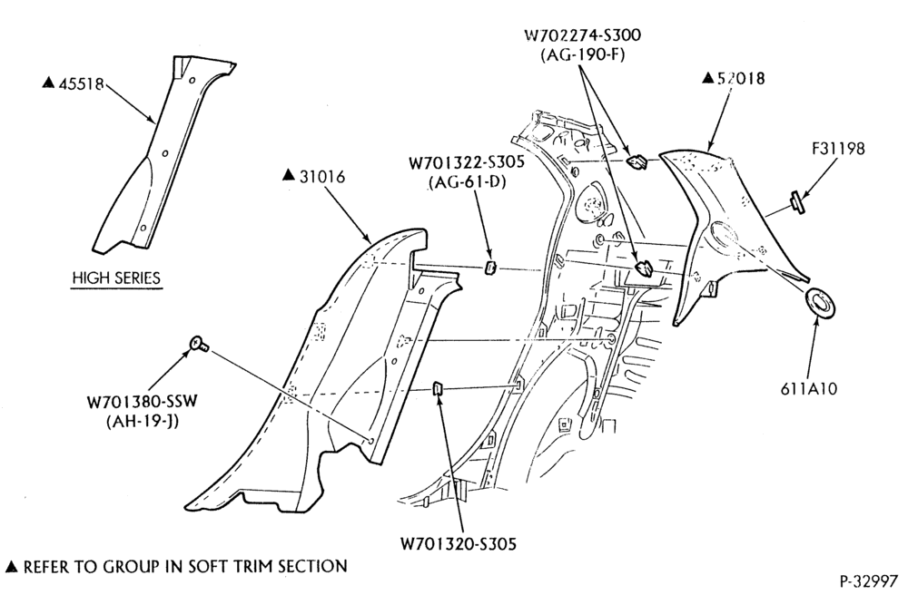Схема SOFT, INTERIOR TRIM-Interior trim panels - rear quarter trim panel