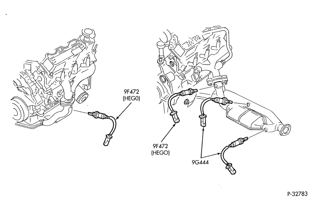 Схема 6 CYL. 3.0L - EXC. SOHC-Exhaust gas oxygen (HEGO) & catalyst temp. monitor (CTM) sensors
