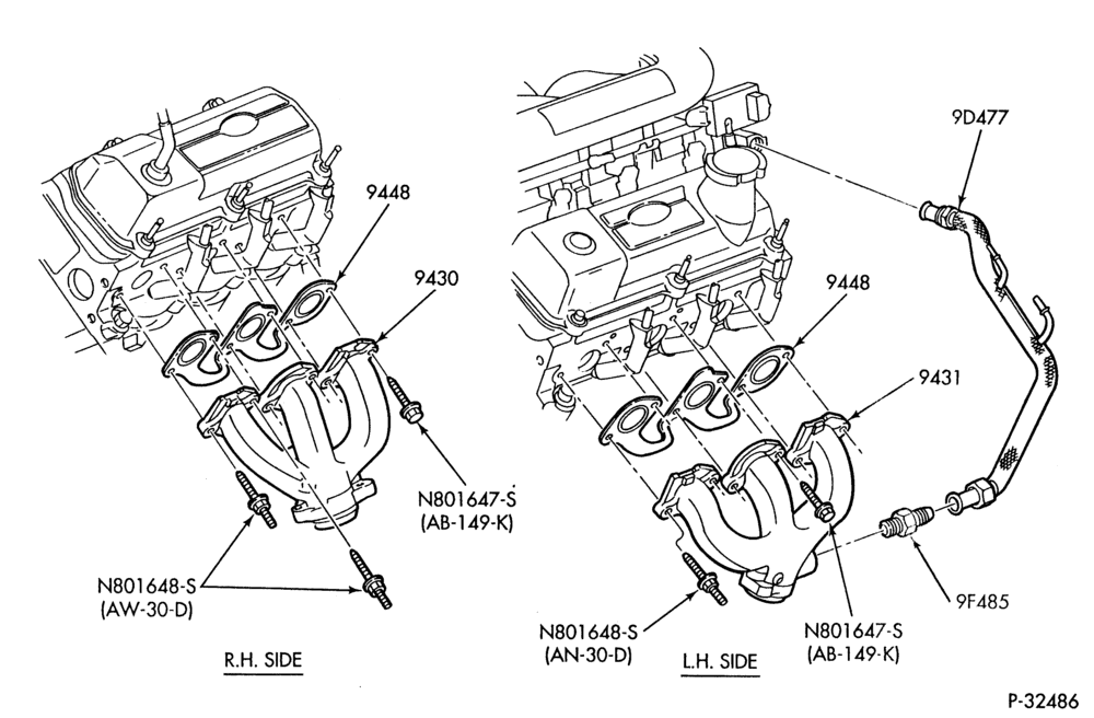 Схема 6 CYL. 3.8L-Exhaust manifold & related parts