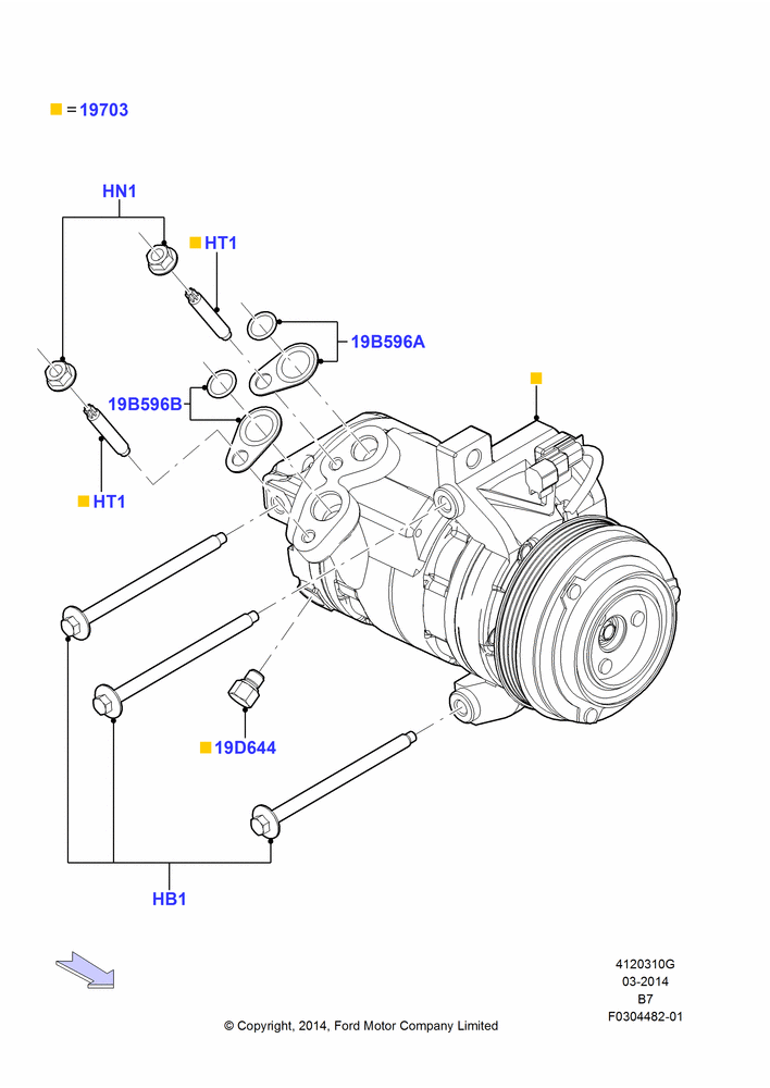 Схема Конденсатор и компрессор кондиционера, Compressor Assy; 11.08.2014–30.06.2017