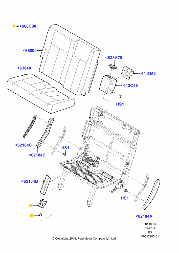 Схема Подушки и обогрев задних сидений, With Third Row Power Folding Seat, 60% Seat; 11.08.2014–30.06.2017