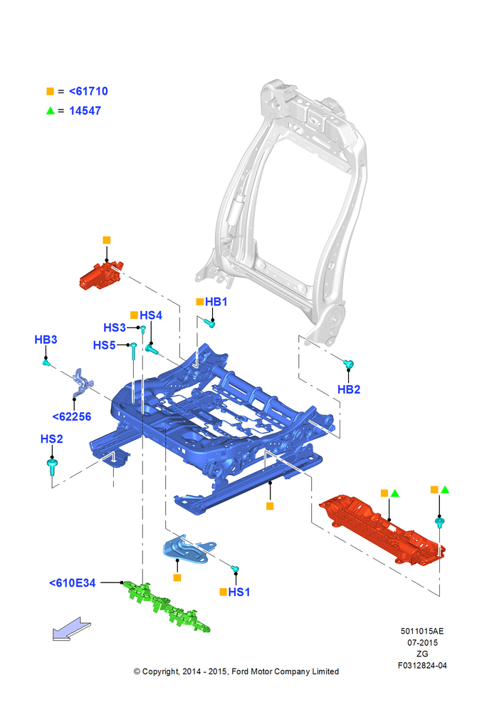 Схема Основание переднего сиденья, Sports Front Seat, With Pass 6 Way Power Seat Adjuster, North American Markets; 18.08.2014