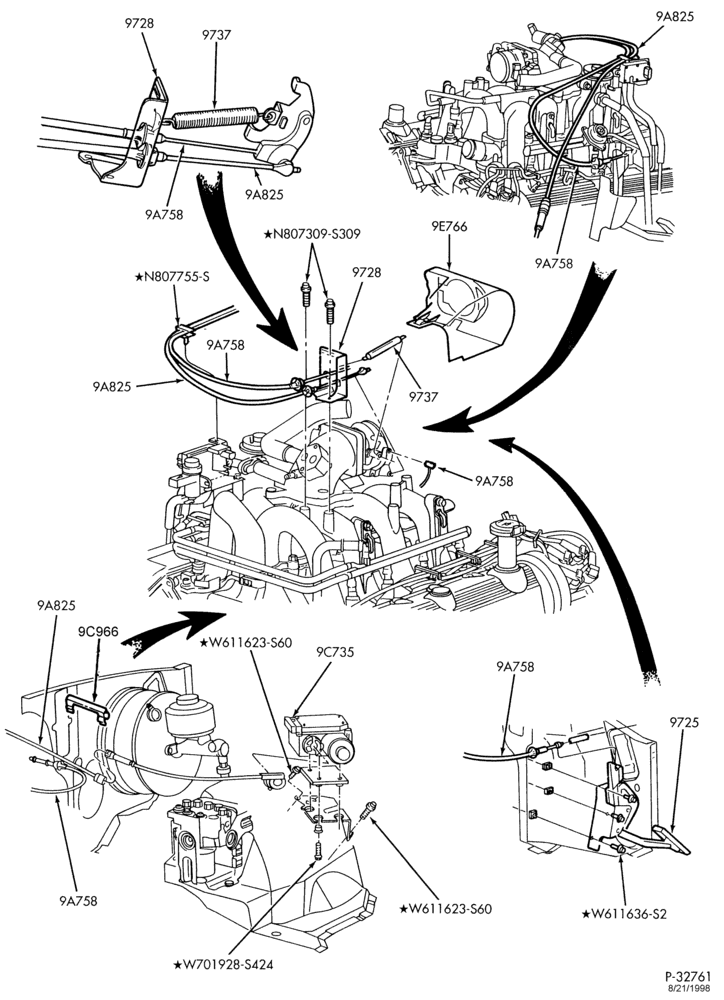 Схема 8 CYL. 4.6L & 5.4L-Accelerator linkage - E250 - 4.6L