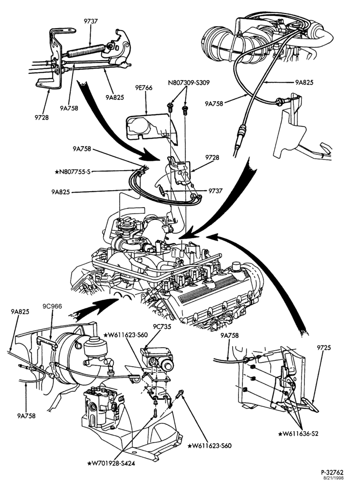 Схема 8 CYL. 4.6L & 5.4L-Accelerator linkage - E250 - 5.4L gas - including NGV