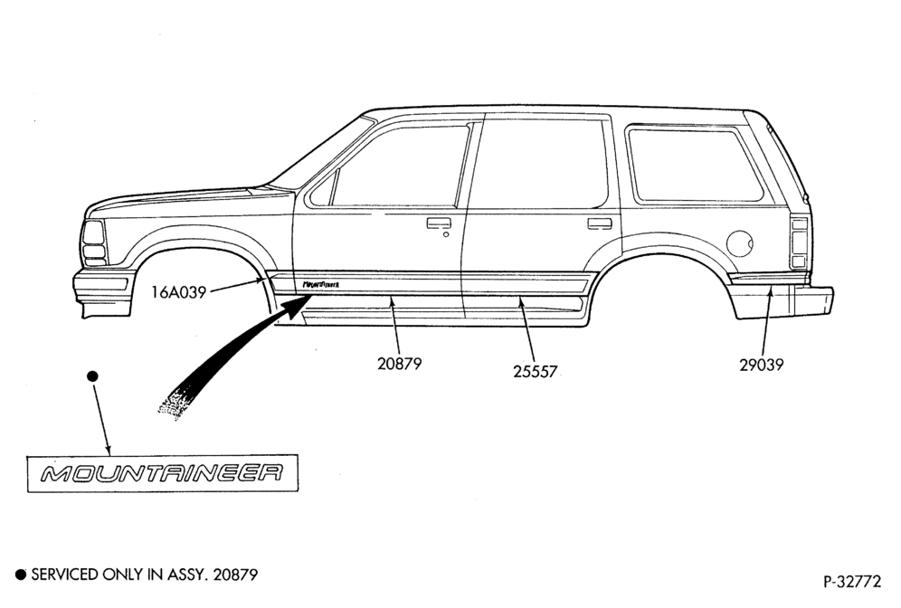 Схема MOULDING - BODY SIDE LOWER