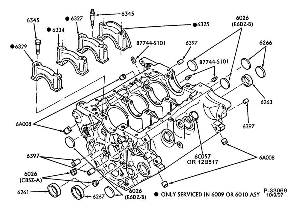 Схема 6 CYL. 3.8L - EXC. S/C-Cylinder block plugs