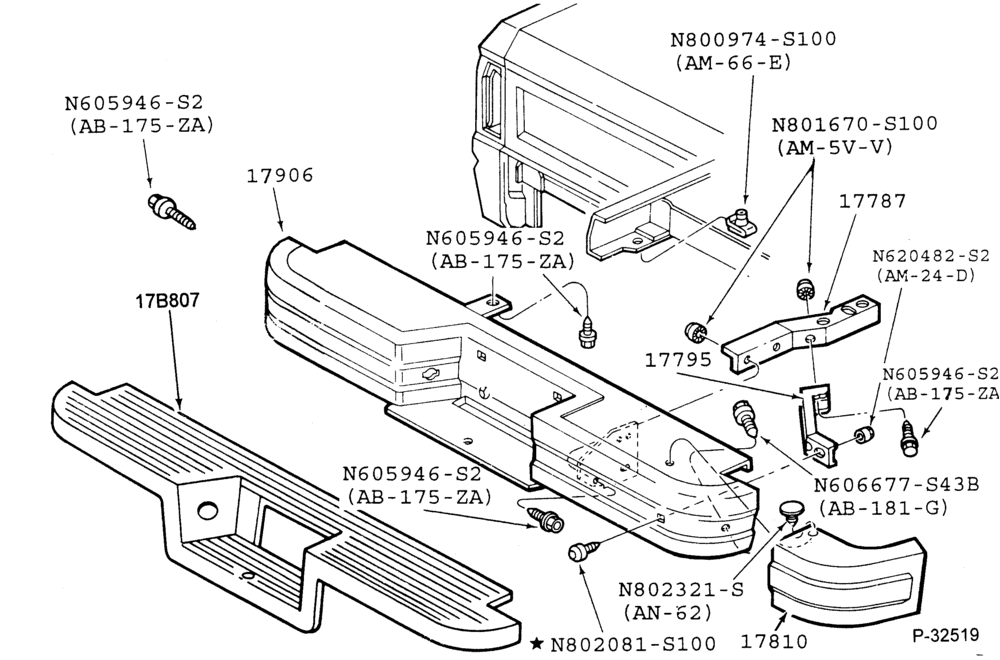 Схема BUMPERS-Rear bumper parts-R
