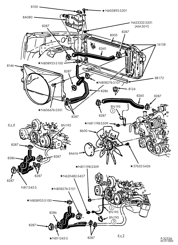 Схема Радиатор, GRILL AND COOLING-Cooling system & related parts - 8 cyl. 5.4L-F150