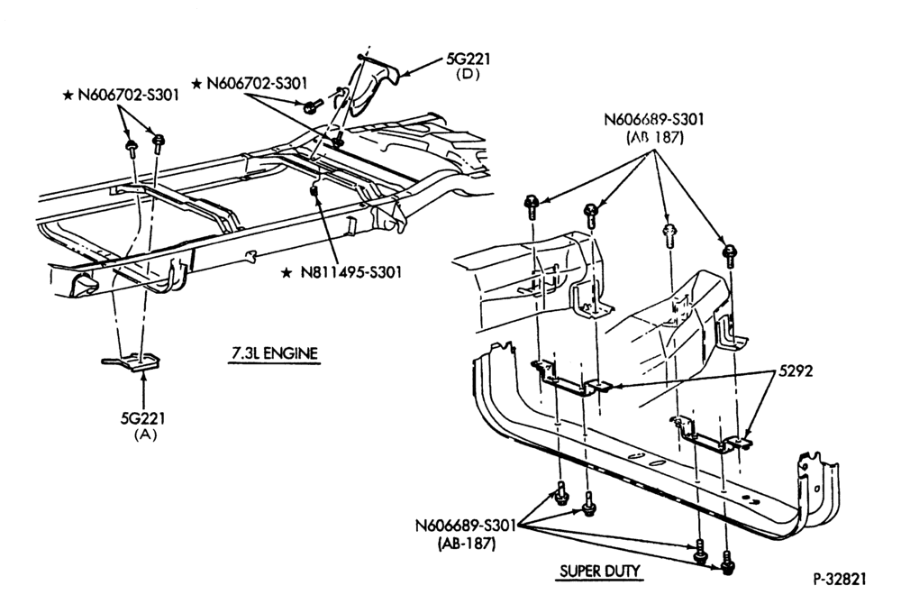 Схема FRAME-Exhaust system - shields - frame mounted - 8 cyl. 7.3L-E250/550