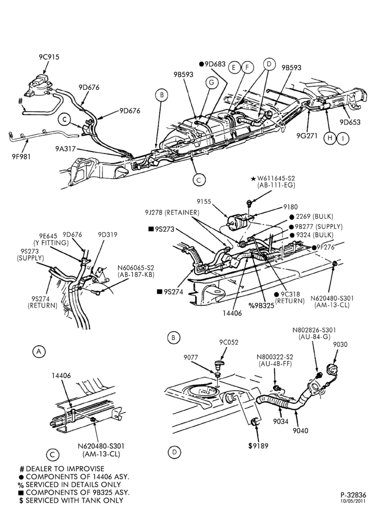 Схема 10 CYL. 6.8L-Fuel lines & related parts - midship tank - Page A