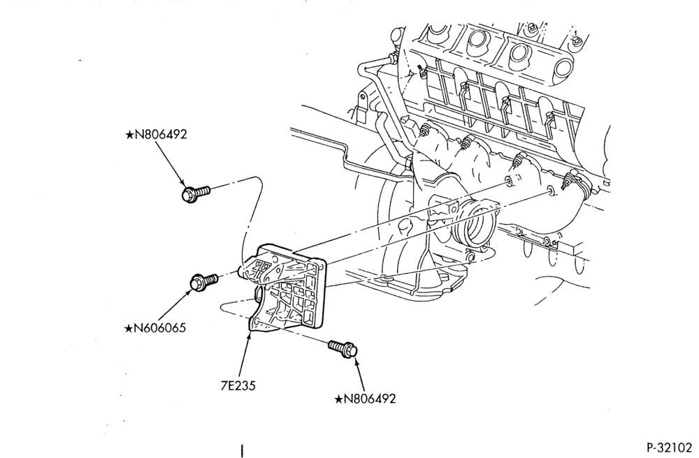 Схема AX4N TYPE - EXTERNAL PARTS-Transmission to engine brace - 8 cyl. 4.6L